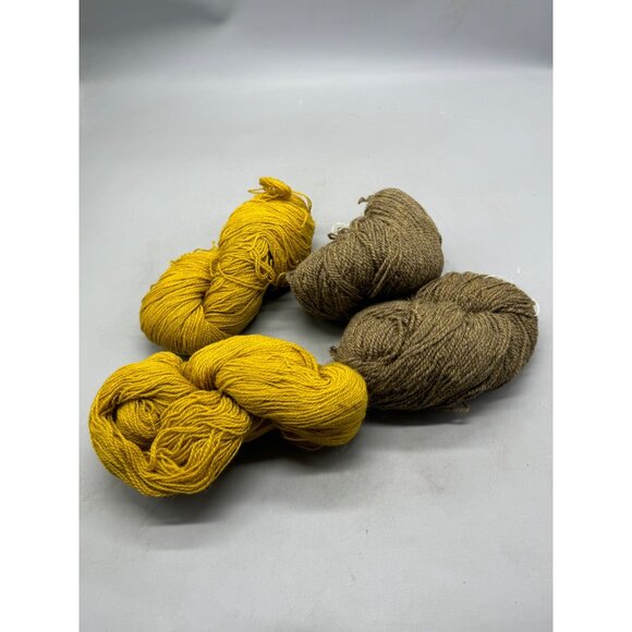 Hand-Dyed Wool Yarn Bundle Brown & Yellow Mix craft art READ - Picture 6 of 8
